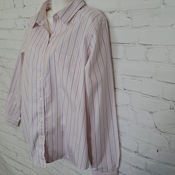 LL Bean Stripes Cotton Classic Casual Button Up Shirt Top Size Medium - Picture 2 of 8